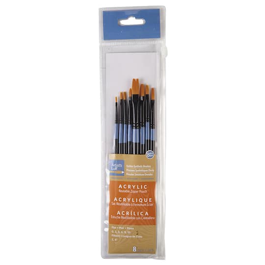 8  Piece Golden Synthetic Acrylic Brushes By Artist&#x27;s Loft&#xAE; Necessities&#x2122;